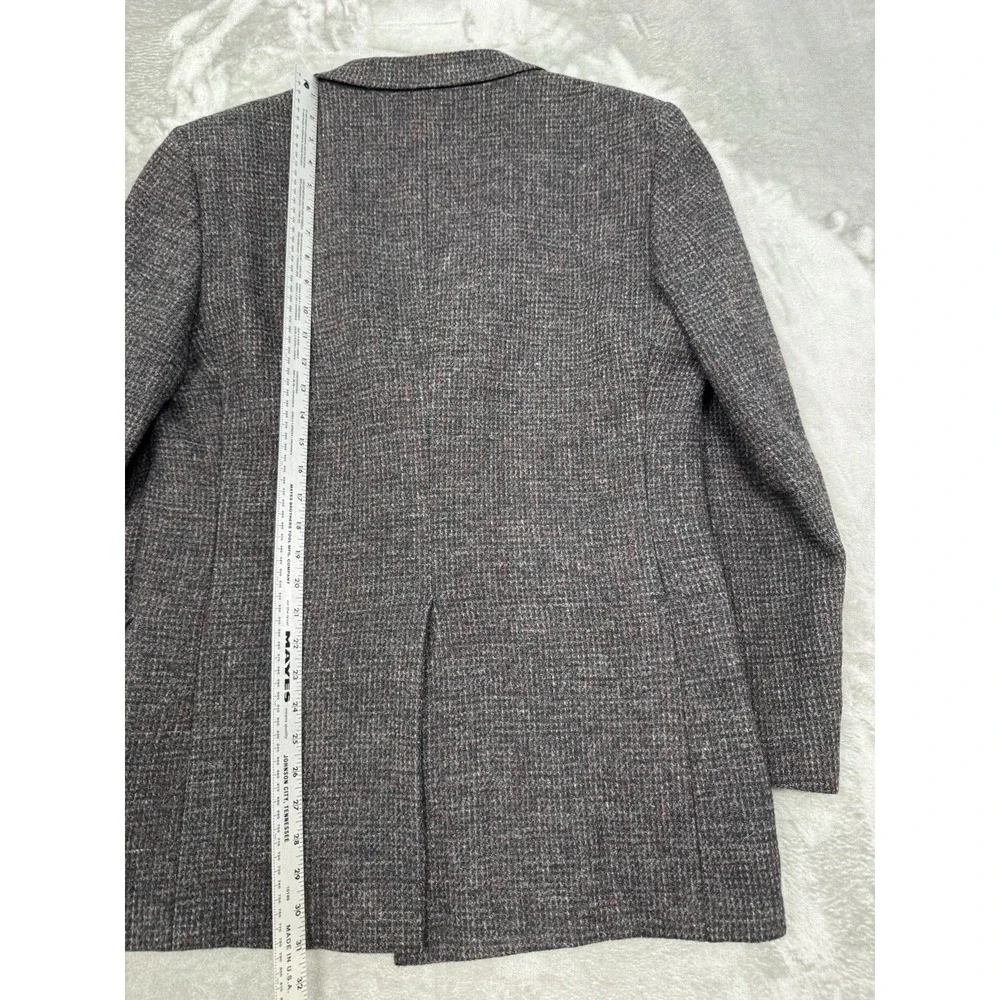 Vintage Harris Tweed Blazer Jacket Mens 42R Gray Red Wool Sport Coat Old Money